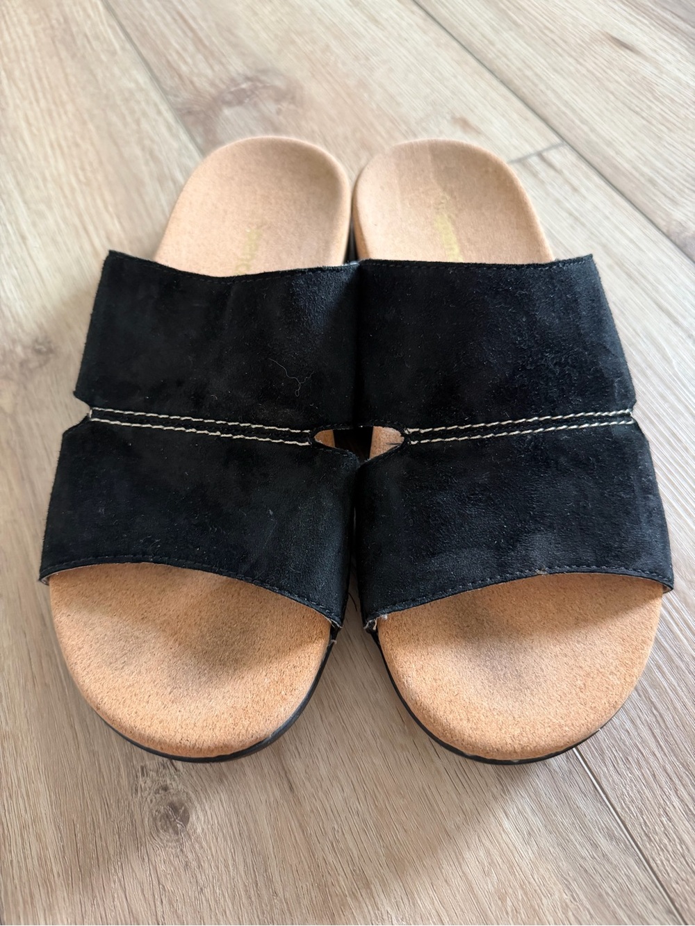 Spenco Black Suede Slide Sandals - Women's Casual Comfort. Size 9.5